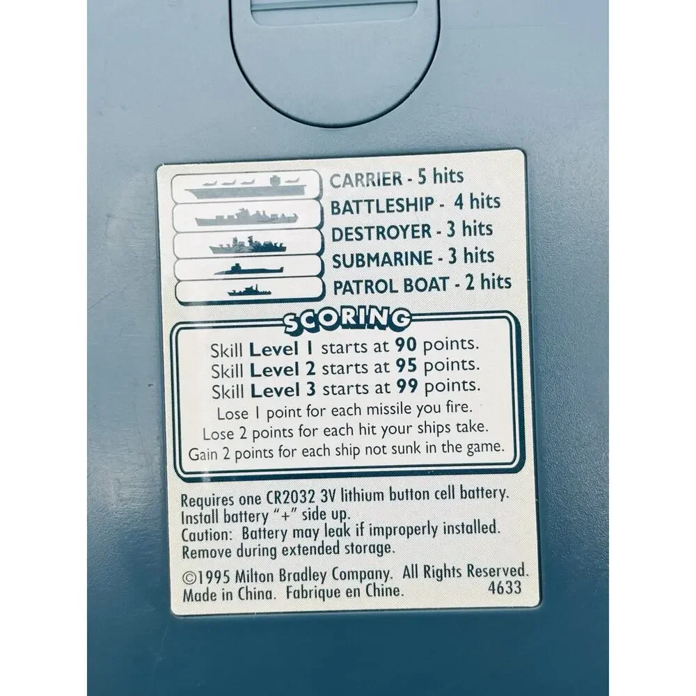 Battle Ship Electronic Handheld Game 1995 Milton Bradley Travel - Tested - Works